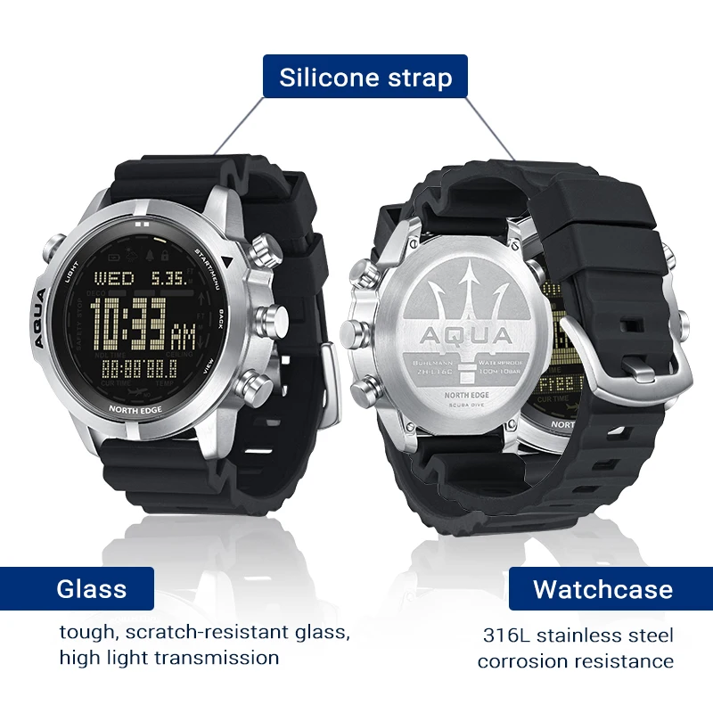 Фото TF NORTH EDGE AQUA 100M Смарт-часы для подводного плавания для мужчин reloj inteligente Высотомер Барометр Компас relojes Смарт-часы 2025 №3