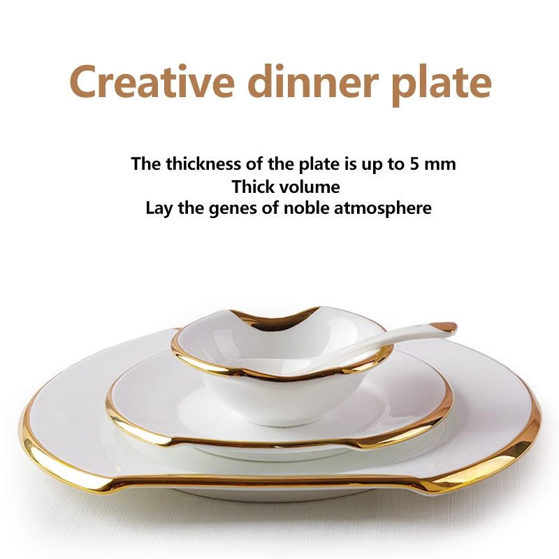 

Nordic Luxury Plate Sets Creative Ceramic Bowl Trays Round Decorative Dinner Dishes and Plates Sets Vajilla Melamina Tableware