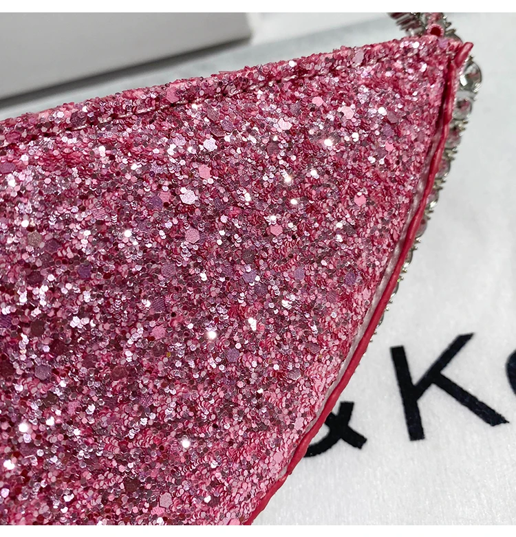 Luxury Designer Diamonds Metal Handle Handbag Glitter Shiny Sequined Evening Bag Wedding Party Clutch Purse Women Shoulder Bag