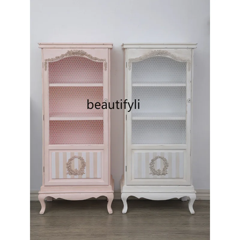 

Французский резной шкаф-сервант, домашняя витрина, розовый парфюмерный счетчик, книжный шкаф в стиле принцессы, мебель для шкафа