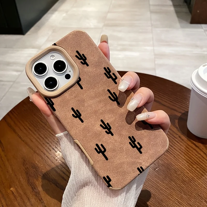Фото Чехол для телефона с узором черного кактуса, подходит для iPhone 17 16 15 14 13 12 11 Pro/Max/Plus, противоударный и устойчивый к падениям. №3