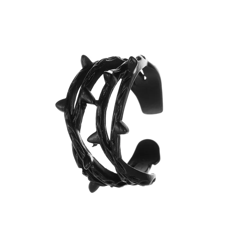 Женское многослойное кольцо на указательный палец простое черное с изменяемым