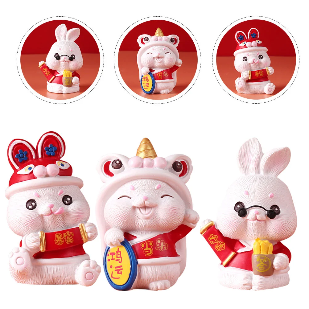 

Rabbit Bunny Figurines Zodiac Animal Year Miniaturefigures Landscape Micro New Resin Chinese Figure Animalsstatue Tiny Ornament