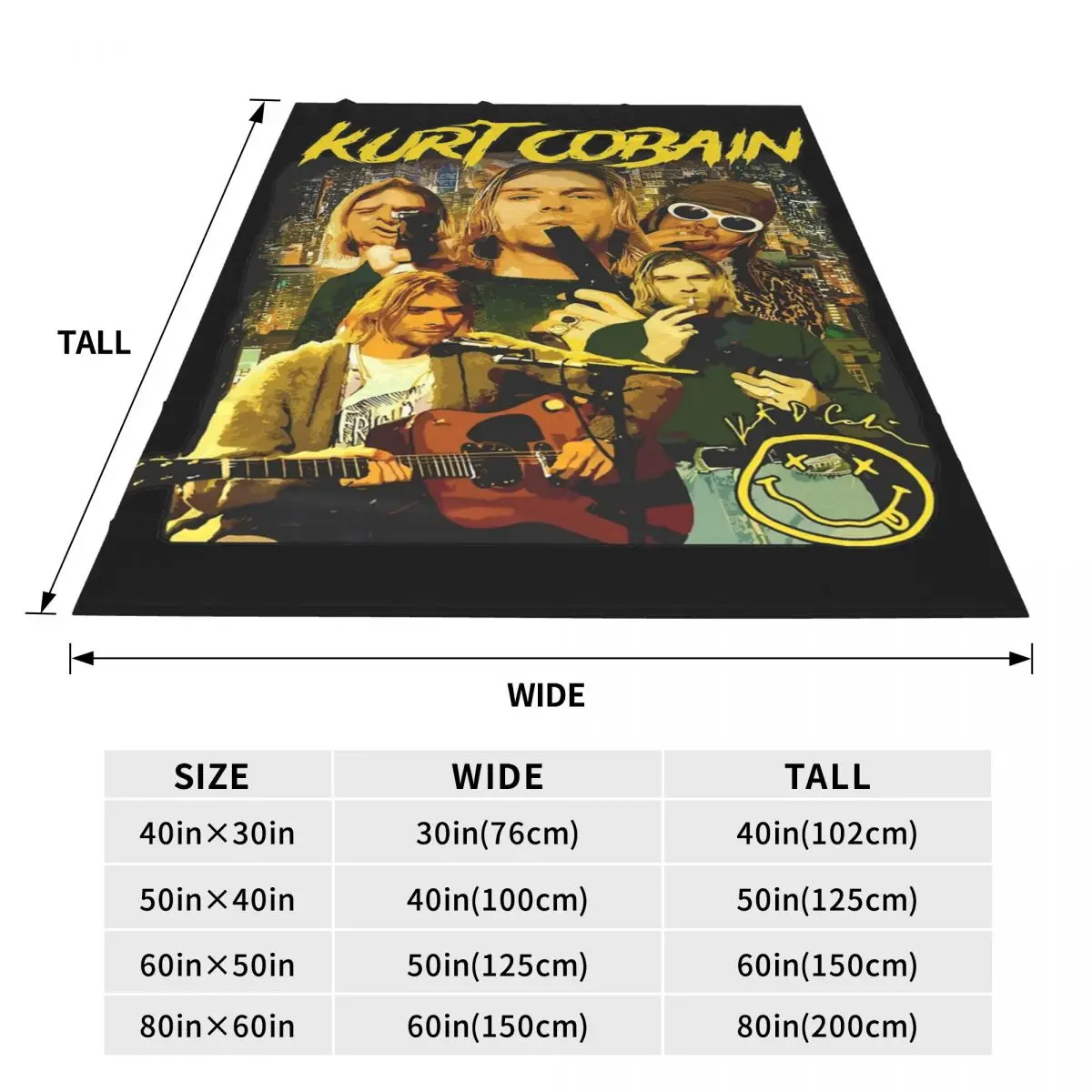 Одеяло Kurt Cobain фланелевое весенне-осеннее многофункциональное супермягкое