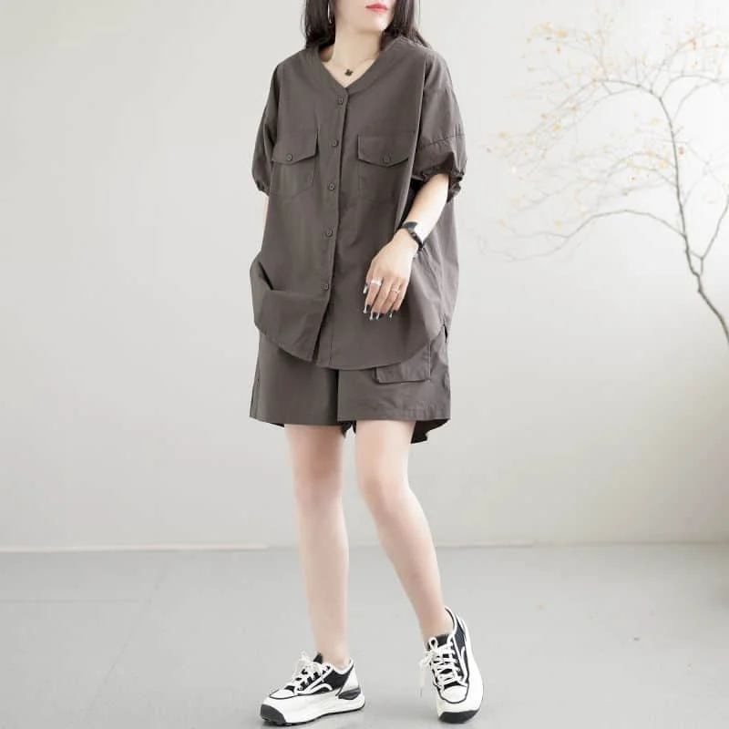 Женский винтажный комплект из 2 предметов Повседневная Блузка с коротким рукавом