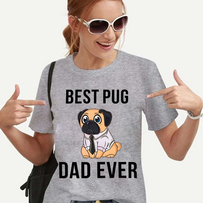 

Best Pug Dad Ever Print T-shirts Harajuku Korean Fashion Clothes Y2k Grunge Tops Ulzzang Punk Dog Cartoon Graphic T Shirts 2023