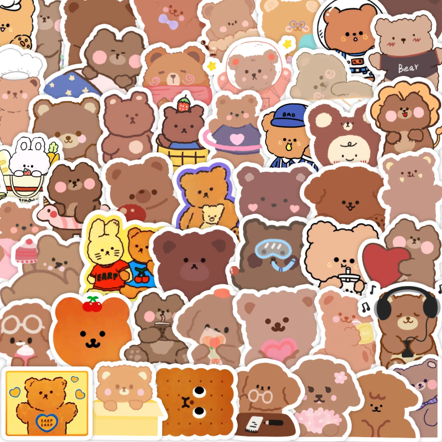 

New 50Pcs Cartoon Bear Graffiti Stickers Luggage Water Cup Mobile Notebook Kids Toys Cute Waterproof Pvc Scrapbook Decal Sticker