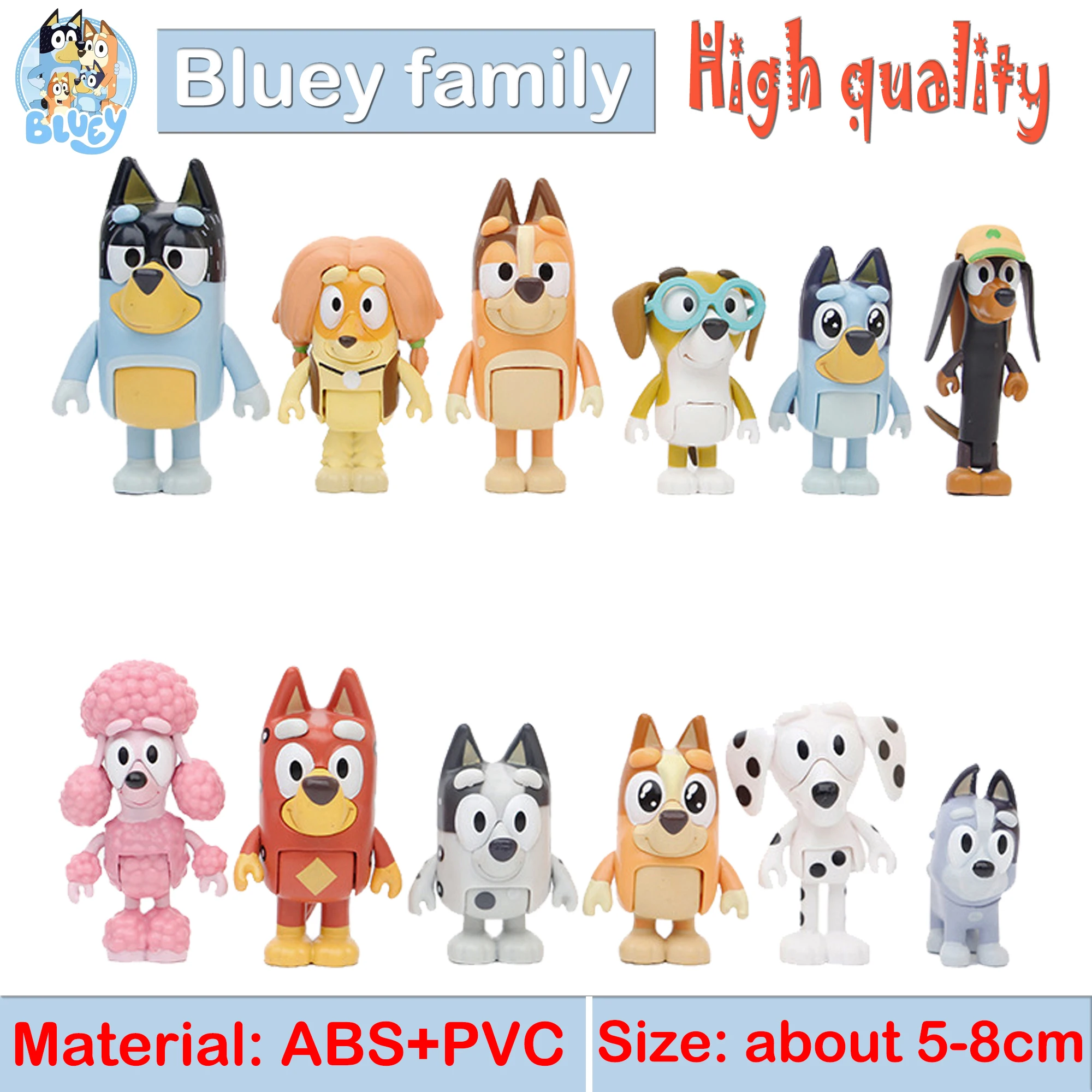 Высокое качество 8 шт./компл. аниме-фигурки Bluey Bingo подвижные суставы экшн-фигурка
