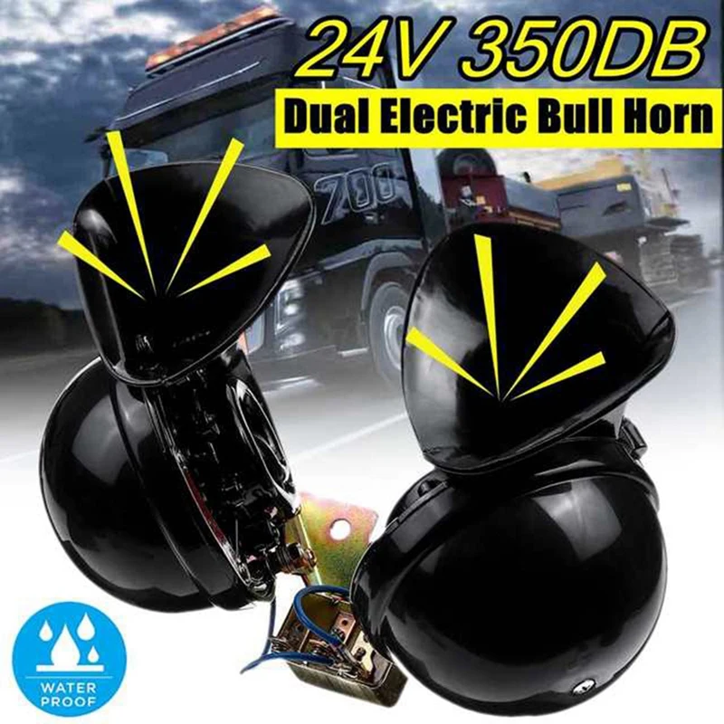 

1 Pair DC 24V 350DB Universal Waterproof Snail Air Horn Sound Extremely Loud for Truck Pickup Motorbike Boat Cars