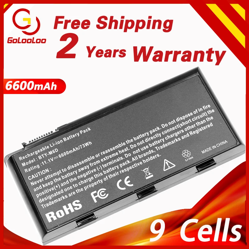 

9cells Laptop Battery For MSI BTY-M6D E6603 GT60 GT660 GT663 GT670 GT680 GT680DX GT683 GT685 GT70 GT760 GT780 GT783 GX660 GX60