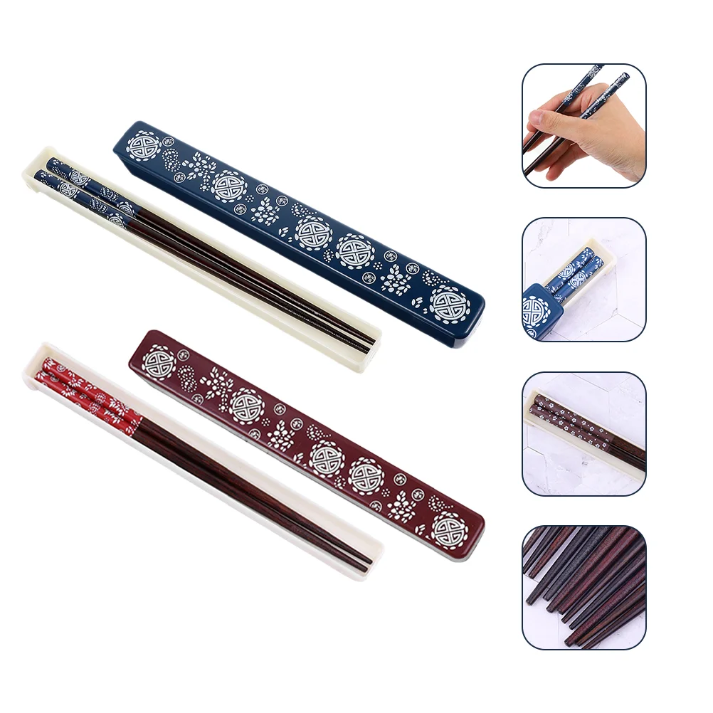 

2 Sets of Durable Household Chopsticks with Containers Useful Kitchen Accessories