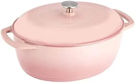 

SXO-7QTQF Oval Enameled Cast Iron Dutch Oven, 7-Quart, Light Pink