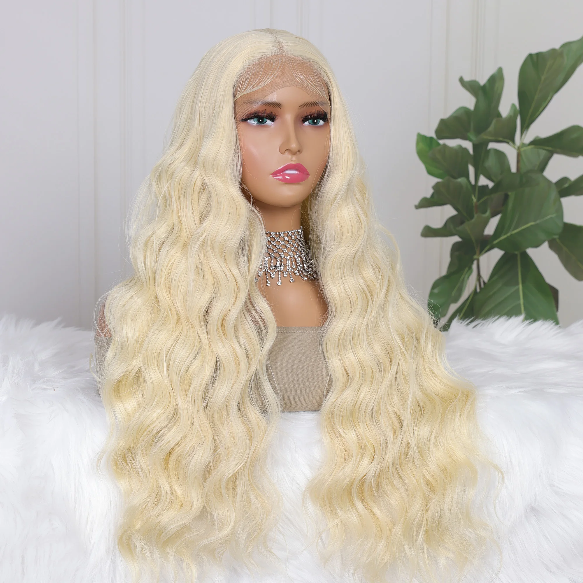 613 Полноразмерный Светлый Синтетический Прозрачный Парик 13X4 Фронтальная Сетка