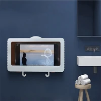 waterproof phone case bathroom wall mounted phone holder sealed touchable phones storager box self adhesive organizer rack shelf