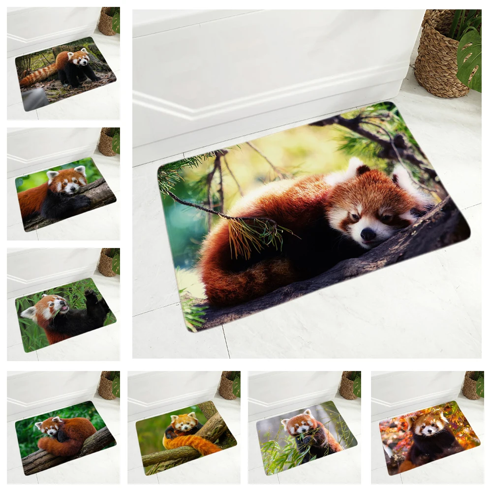 

Super Soft Flannel Rug Lovely Red Panda Doormat Non-Slip 40x60cm Decor Cute Wild Animal Floor Door Mat for Hallway Children Room