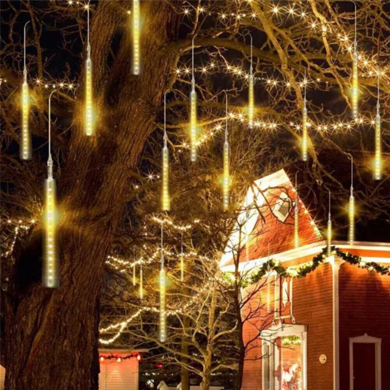 

50cm Lights Meteor Shower Rain 10 Tube Xmas Snowfall Tree Outdoor Light[US Stock]