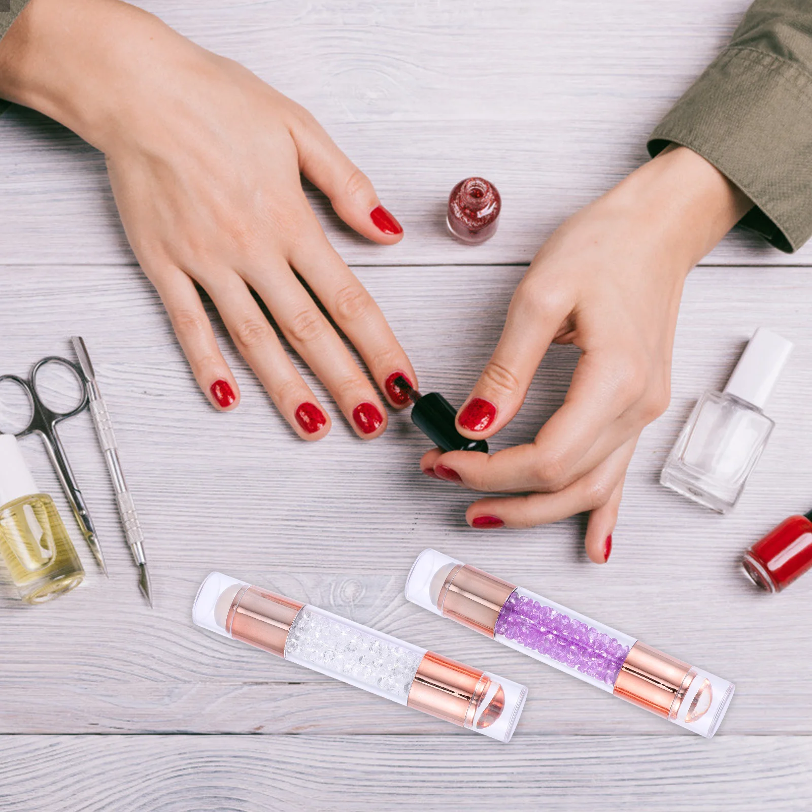 2 шт. штамп для ногтей с бантом блестящий лак гель-лак маникюра ручка скребок лица