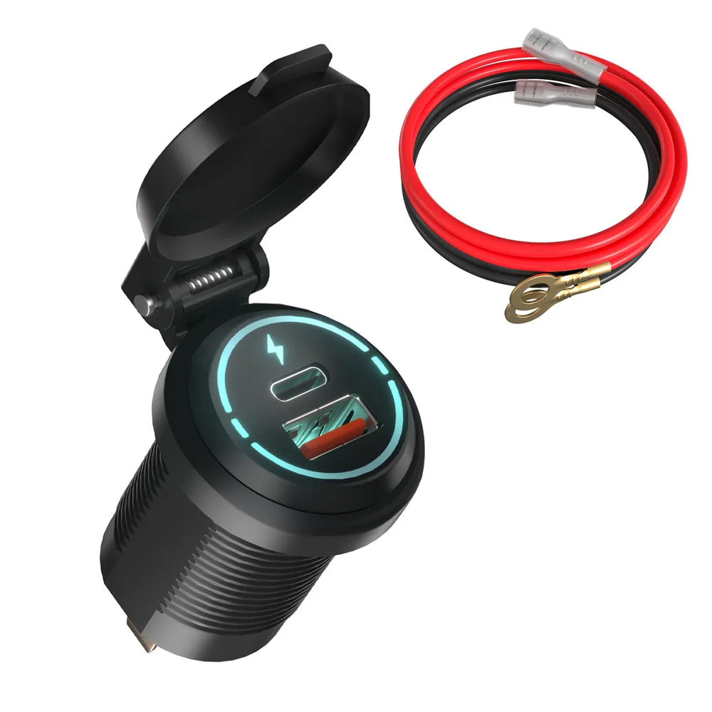 

Motorcycle, car, ATV, SUV, new spring cover, usb QC3.0 A+C+60CM line