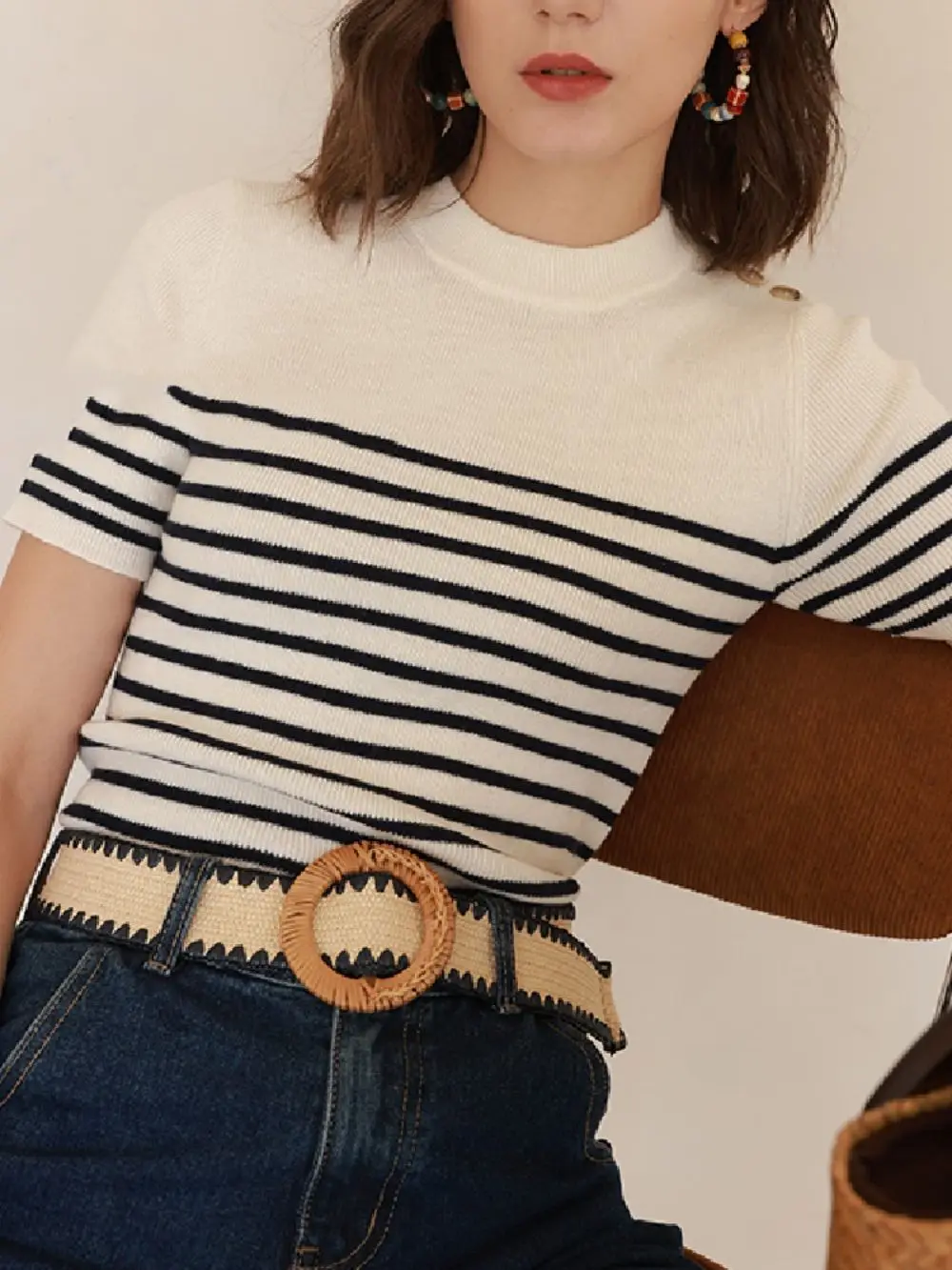 2023 Early Spring New Women Vintage Contrast Color Woven Belt Exquisite Waistband for Ladies All-Match Fashion Decoration