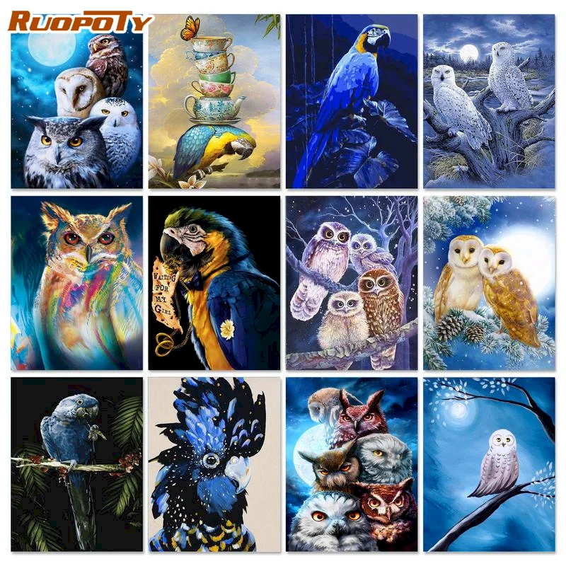 

RUOPOTY 60x75 рамка «сделай сам» искусственная сова животное ручная работа рисунок на холсте картина DIY подарок домашний декор своими руками