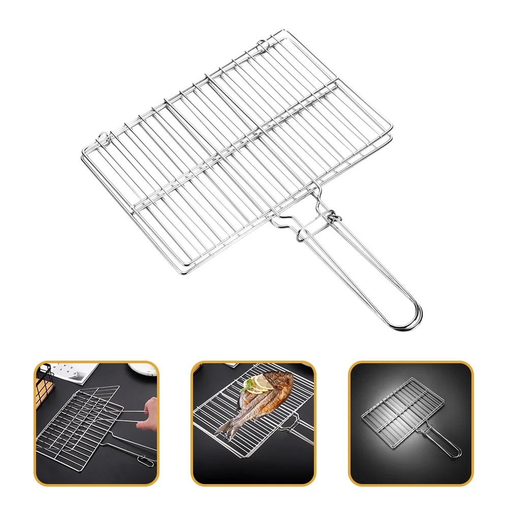 

Grill Basket Grilling Bbq Fish Barbecueaccessories Outdoor Vegetable Net Rack Baskets Mesh Wire Shrimp Stainlesshandle Grilled