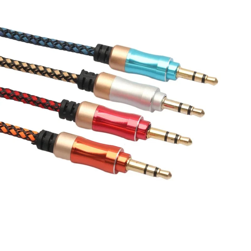 

1PC 3.5mm Car Audio Aux Cable Male To Male Stereo Earphone Extension Cord Braided Shield Aux Cable Line