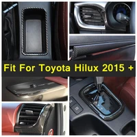 carbon fiber pattern interior parts for toyota hilux 2015 2021 window lift button door armrest handle cup holder cover trim