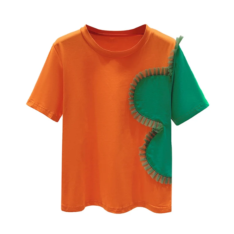 Модная Асимметричная блузка с оборками и круглым вырезом женская одежда Новинка