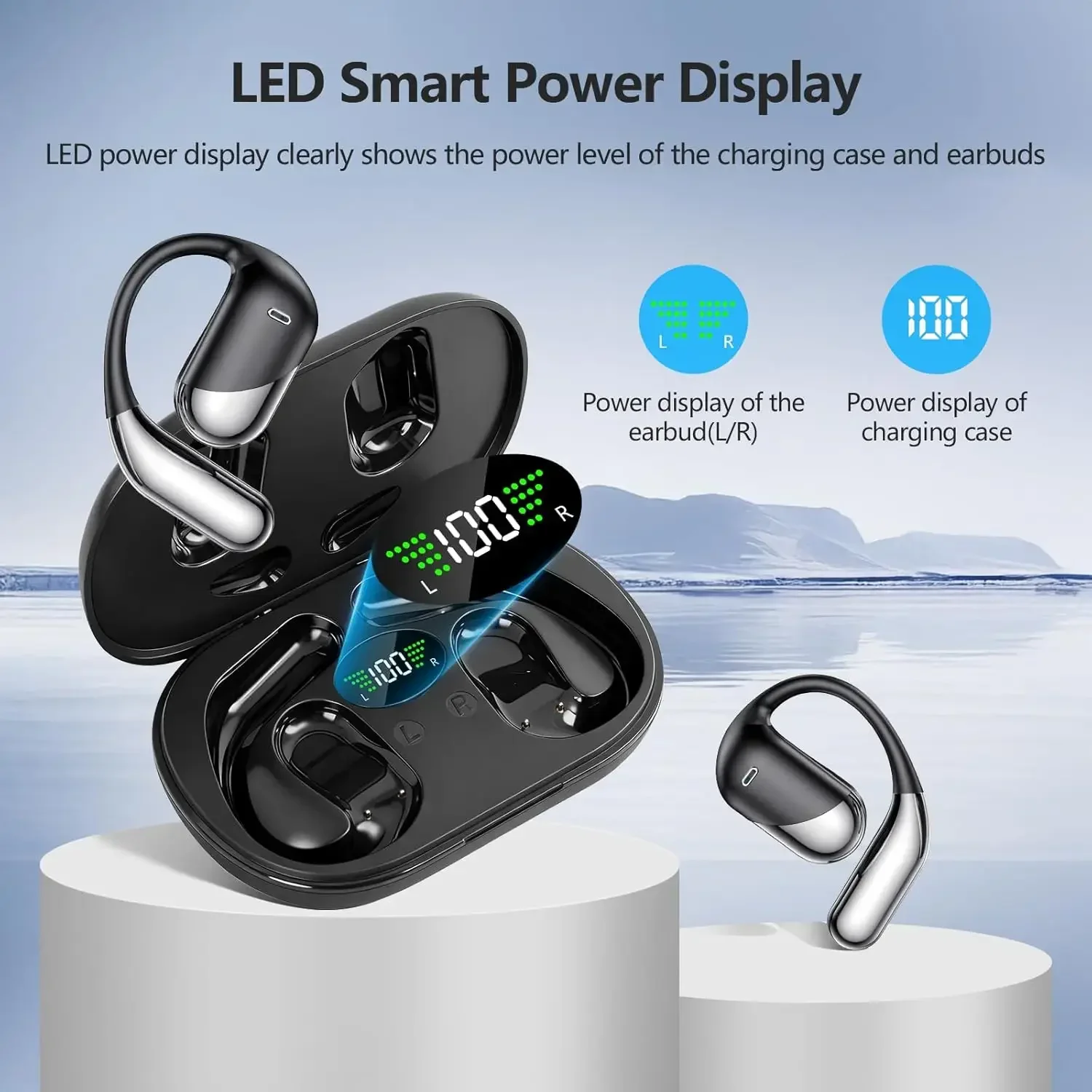 Фото Наушники Q16H3 Bluetooth V6.1 с AI-переводом, спортивные OWS-наушники, удобные, ультралегкие, с креплением на ухо, беспроводные, с микрофоном №2