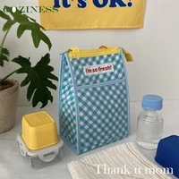 picnic bag large capacity insulated bag retro plaid lunch bag folding portable outing mummy bag colorful fashion new arrival
