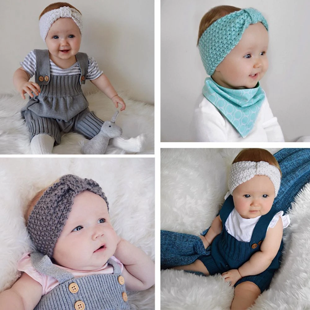 

1PCS Baby Girls Headbands Newborn Toddler Infants Turban Head Wrap Knitting Rabbit Ear Crochet Hairbands Warm Headwear