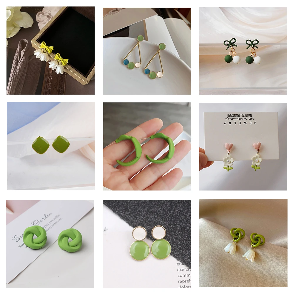 Серьги-капли зеленые металлические guangtuo