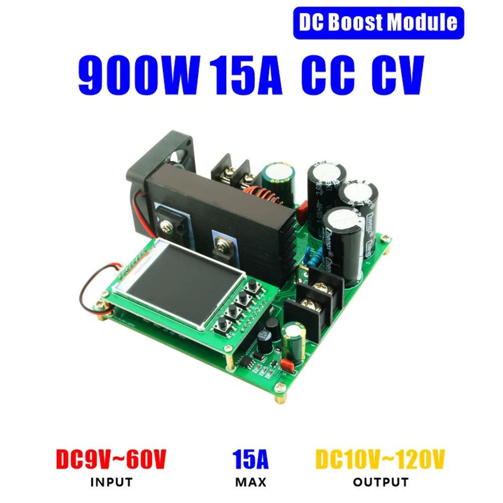 

900W 15A Step Up Converter TFT Digital Display DC-DC Boost Converter Module 8-60V To 10-120V Constant Current Voltage CC CV