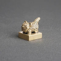 antique brass auspicious tiger seal desktop ornament zodiac tiger flat bottom copper seal crafts