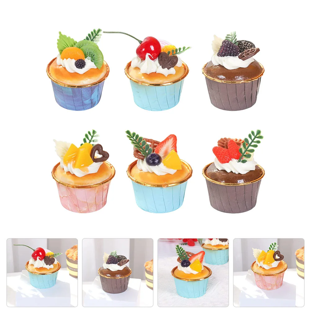 

6pcs Fake Food Bakery Shop Cake Display Models Party Adornments Photography Props