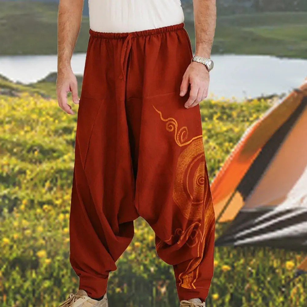 

Men Pants Loose Fit Stylish Nylon Men Harem Pants for Party