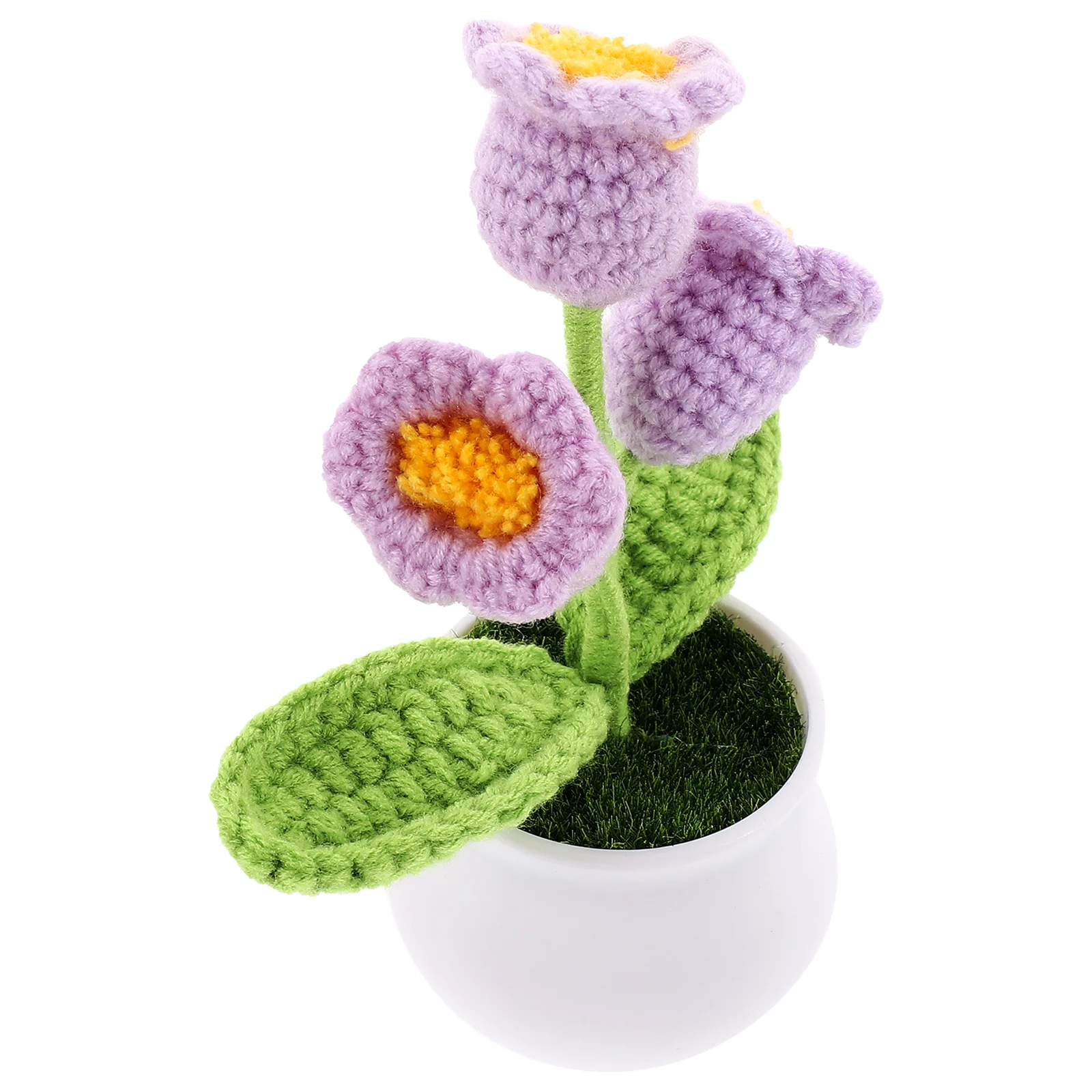 

Crochet Flower Artificial Flowers Potted Ornament Fake Lifelike Tabletop Decor The Valley Lily Mini Bonsai Convallaria Knitted