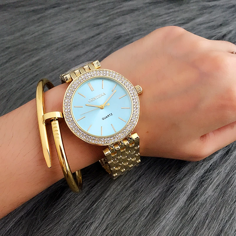 2023 Hot Sell - gold Women's Watch, Stainless Steel, Luxury, rhinestones, Fashion women's watch