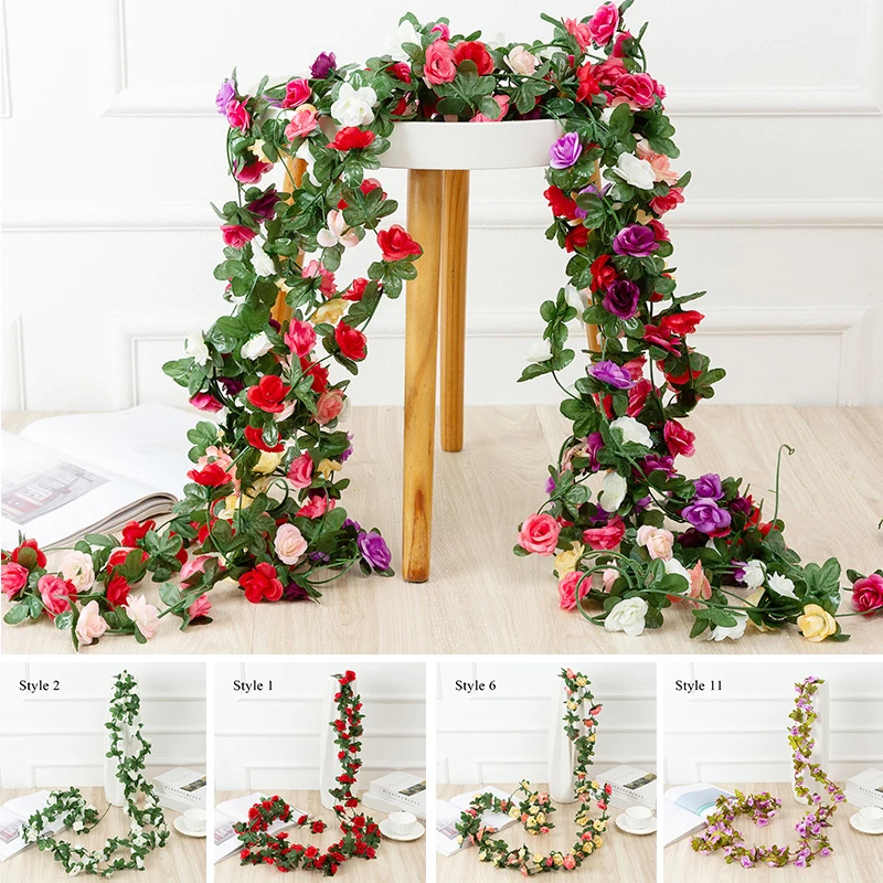 

2.5M 45 Flowers Peony Artificial Flower Garland for Wedding Home Room Decoration Spring Garden Arch Decor DIY Fake Flowers Vine