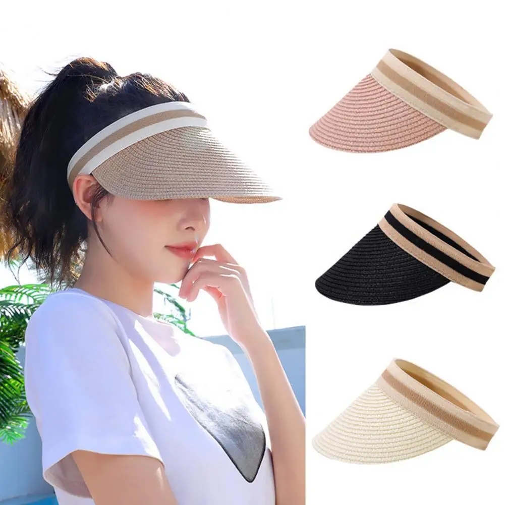 

Sun Hat Breathable Visor Cap UV Protection Women Straw Hat Beach Cap