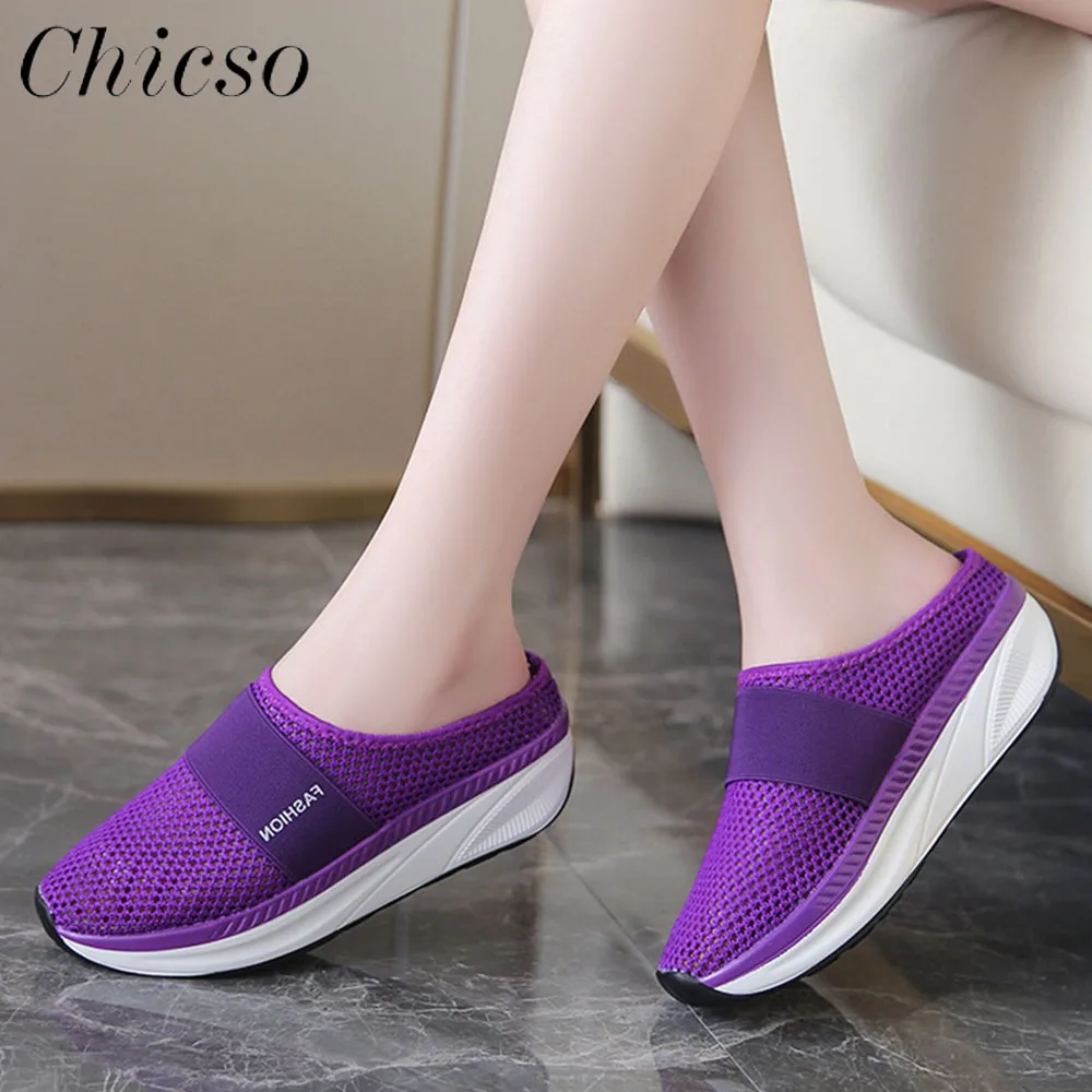 

Women Slingback Sandals 2022 Summer Mesh Ladies Breathable Casual Shoes 35-43 Large-Sized Female Home Outdoor Slip On Slipeprs