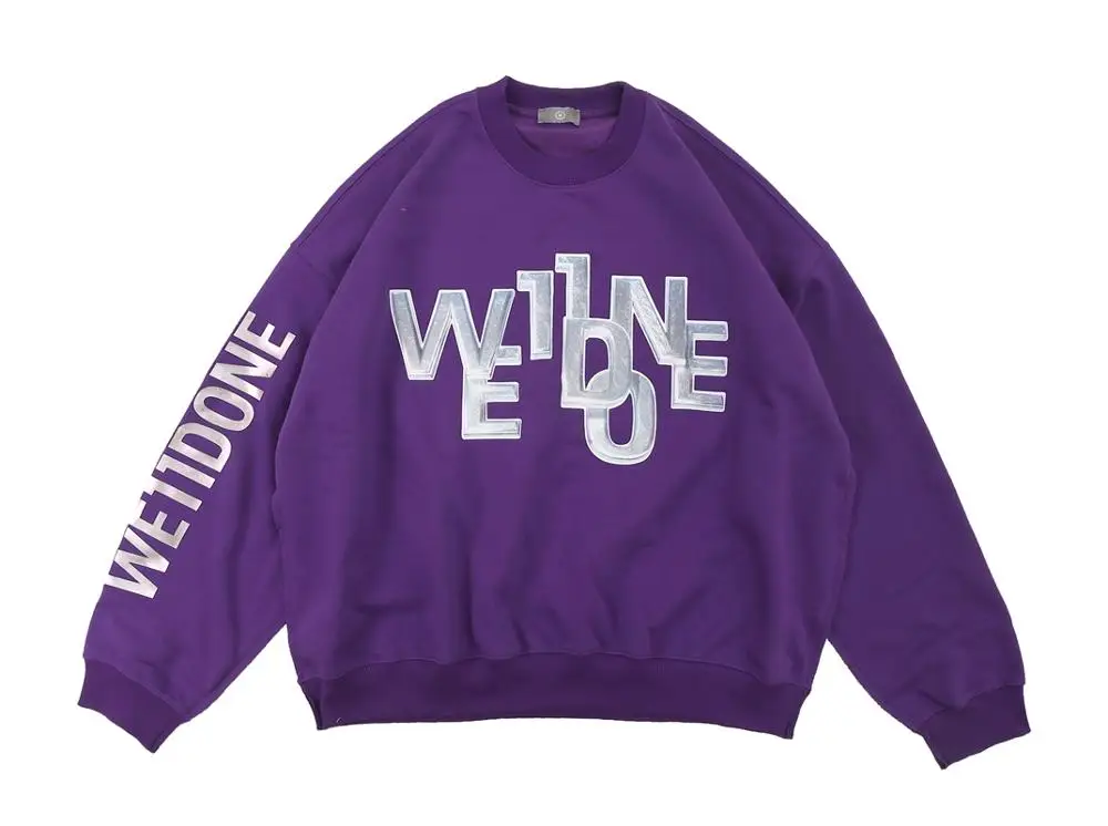 

WE11DONE Purple Sweatshirt 20SS Oversize Women Men 1:1 Top Quality Sweatshirt Plus cashmere Hoodie welldone Pullover