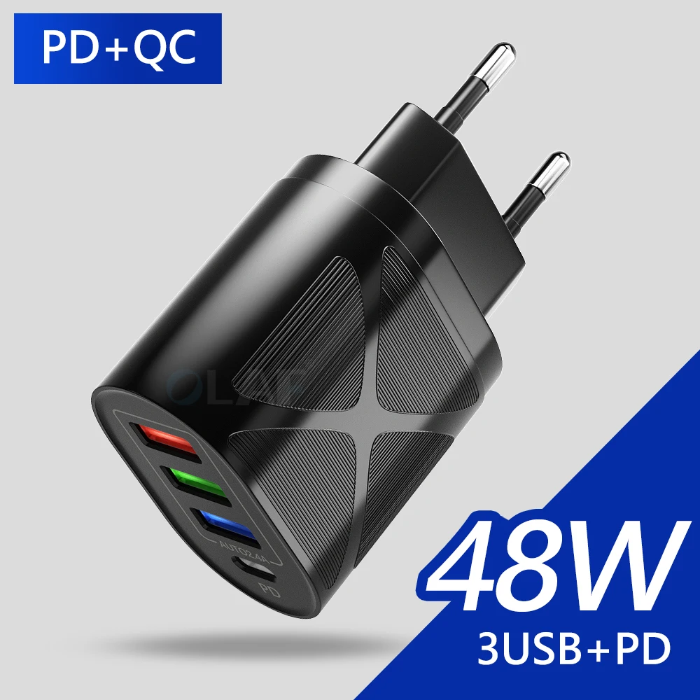 Зарядное устройство с 4 USB-портами и поддержкой быстрой зарядки 48 Вт |