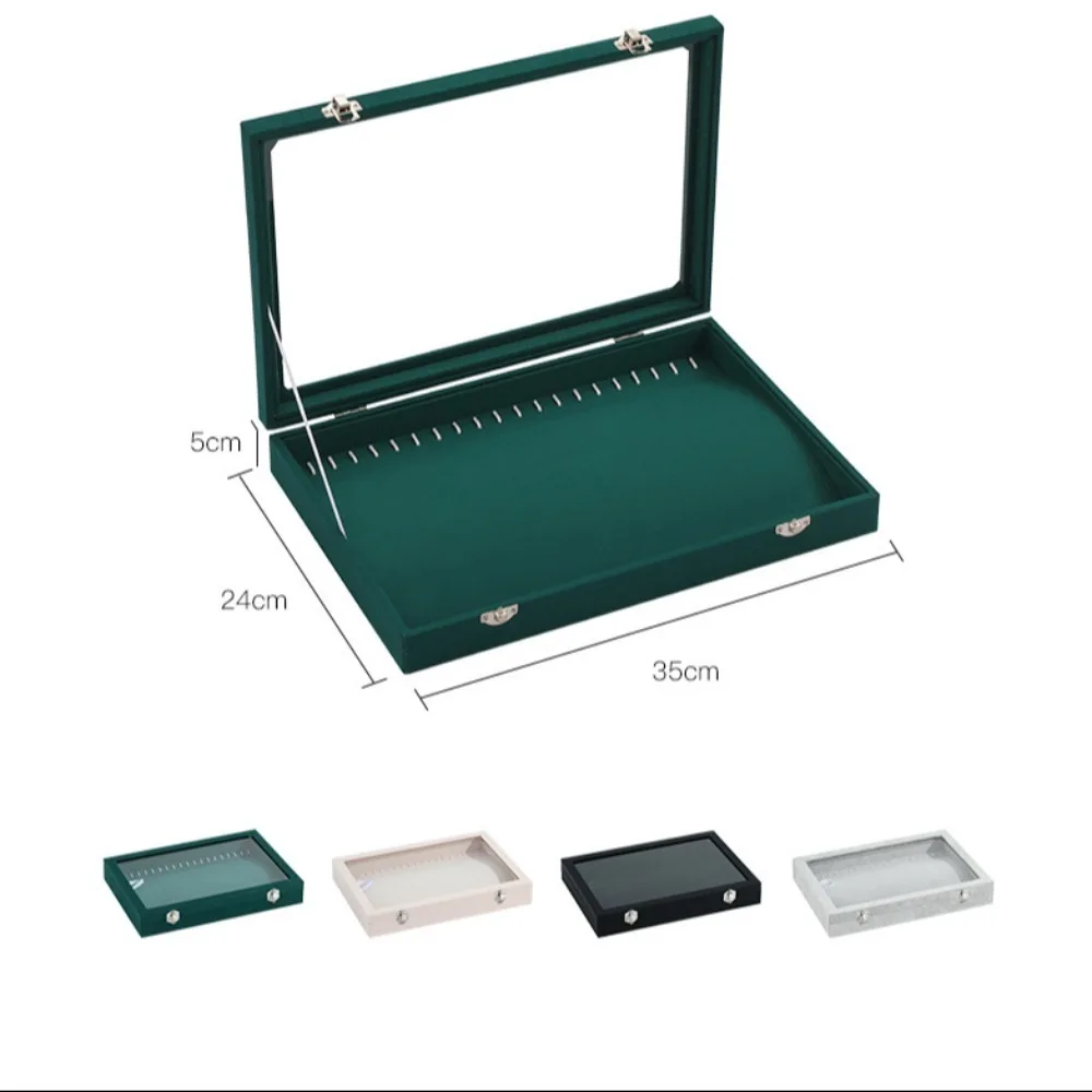 Бархатная бархатная коробка для ожерелья Пыленепроницаемая квадратная высокой