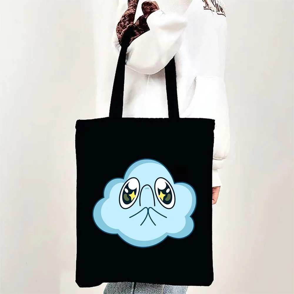 

Cute Pleading Cloud Sticker Tote Bags for Women Canvas Shopping Beach Bag Large Capacity Reusable Handbags
