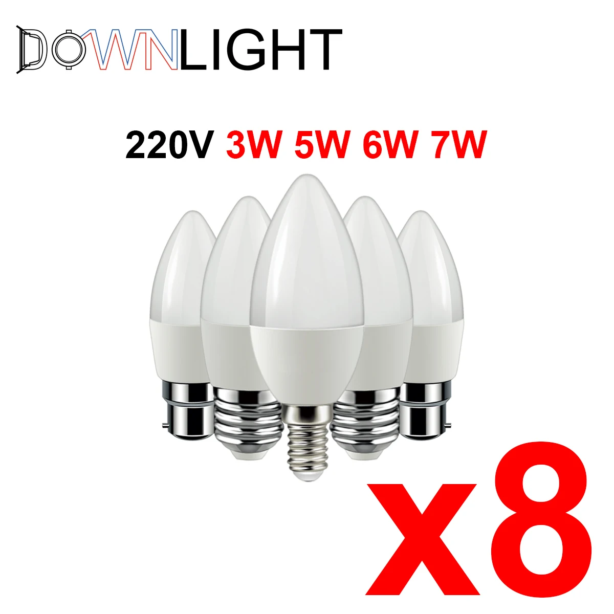 8pcs/lot Led Candle Bulb C37 3w 5w 6w 7w Warm White Cold White Day Light B22 E14 220v Suitable for crystal chandelier kitchen