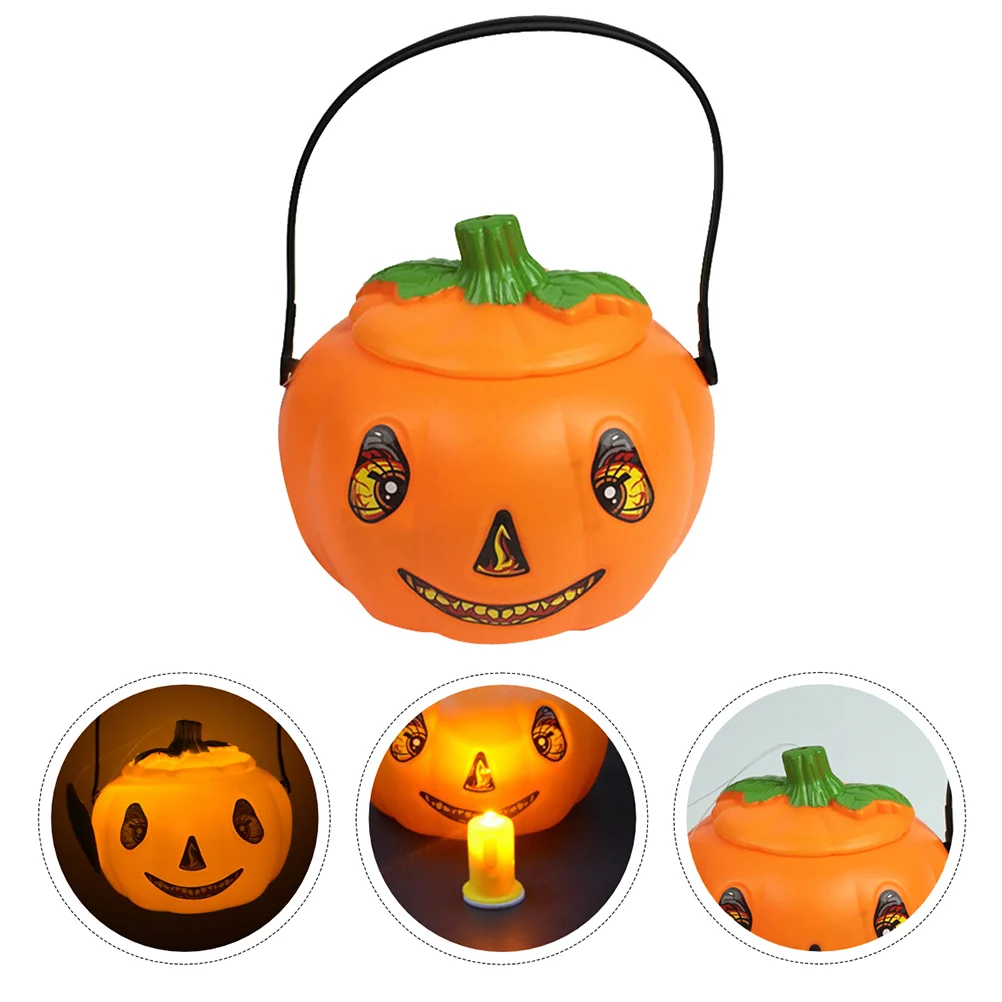 

2Pcs Convenient Longlasting Useful Handhold Pumpkin Bucket with Lighting for