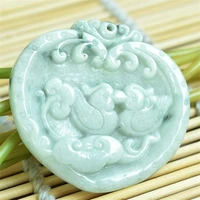 hot selling natural hand carve jade mandarin duck concentric necklace pendant fashion jewelry accessories men women luck gifts