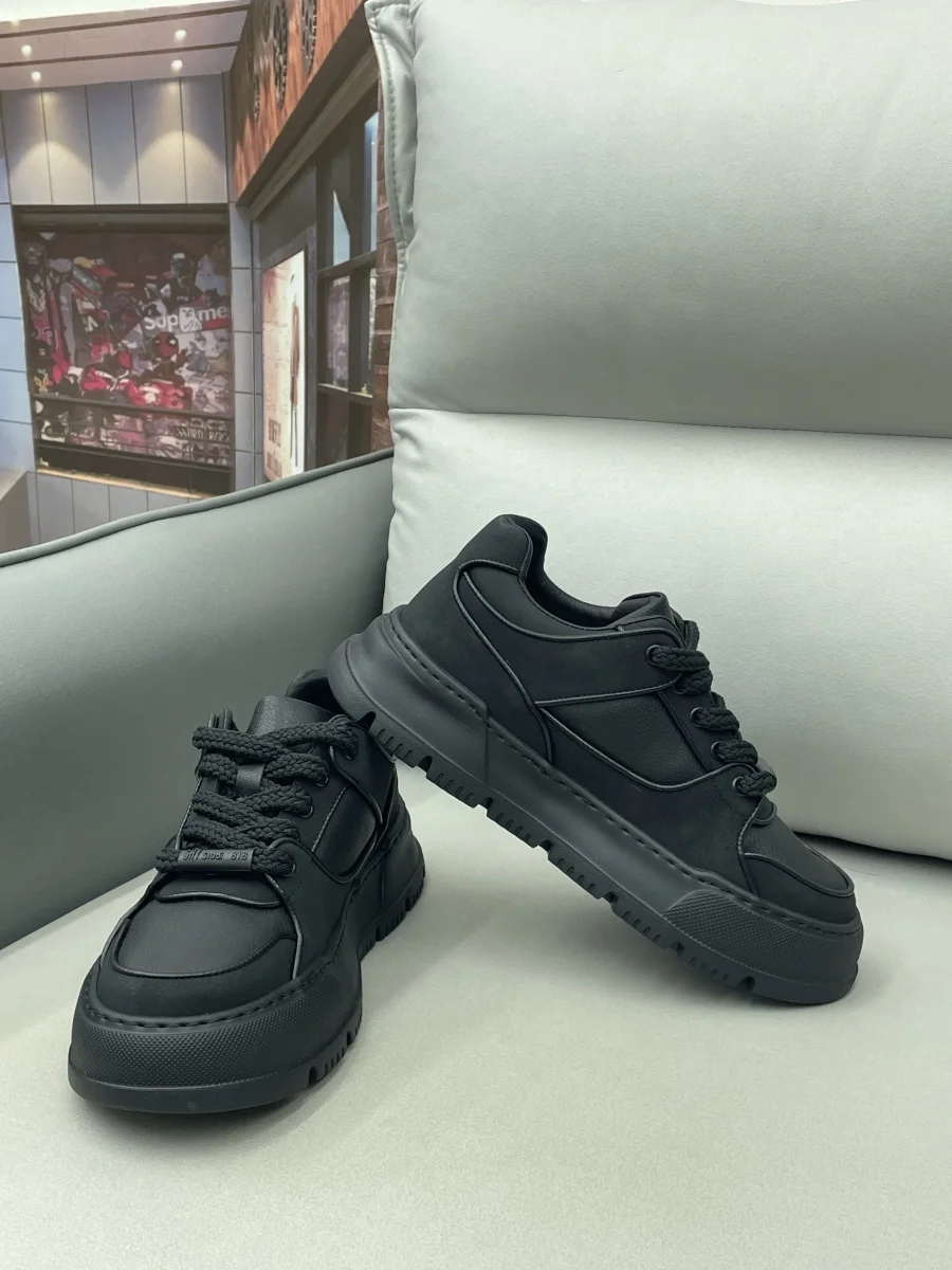 Ozhouzhan/Новая зимняя мужская обувь с низким берцем и кожаной поверхностью на