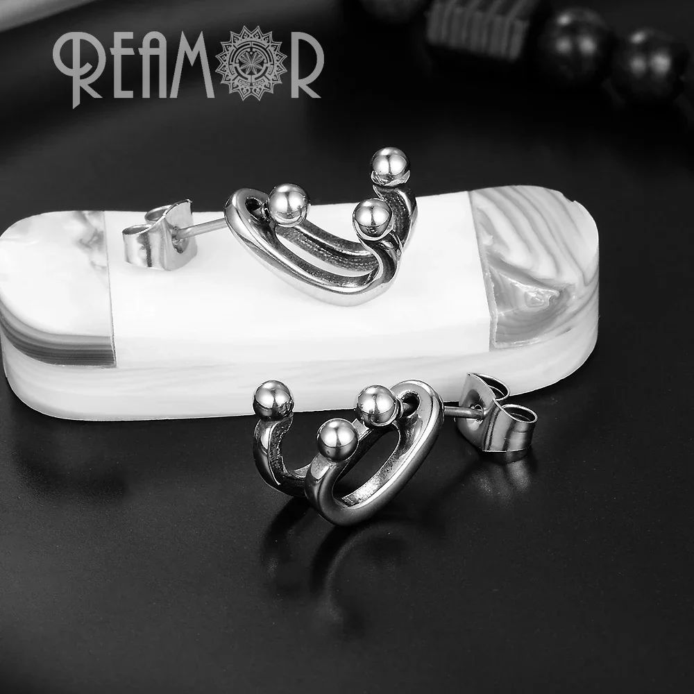 REAMOR Серьги-гвоздики из нержавеющей стали